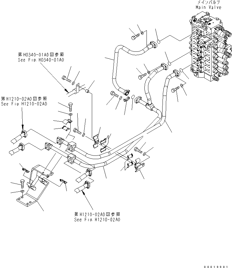 Excavators Komatsu / PC450-7K S/N K40001-UP(pc450-7u) / BOOM LINE (1/2)(150130 : H1210-01A0)