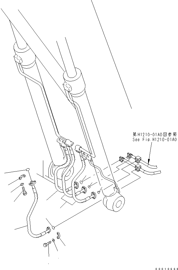 Excavators Komatsu / PC450-7K S/N K40001-UP(pc450-7u) / BOOM LINE (2/2)(150140 : H1210-02A0)