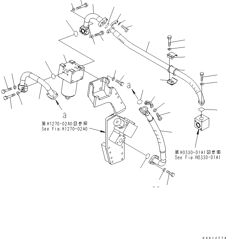 Excavators Komatsu / PC450-7K S/N K40001-UP(pc450-7u) / ATTACHMENT LINES (RETURN) (1 ATT)(150240 : H1270-03A0)