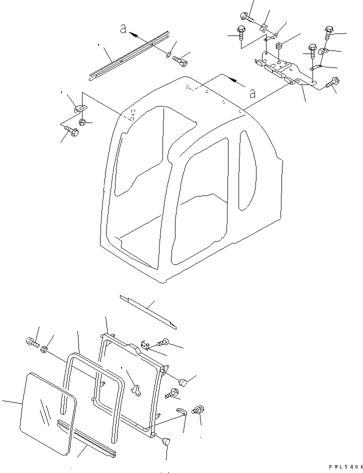 Komatsu parts book diagram for PC450LC-6 S/N 10001-UP: OPERATOR'S CAB (FRONT WINDOW SASH) (FOR POWER PULL UP WINDOW)