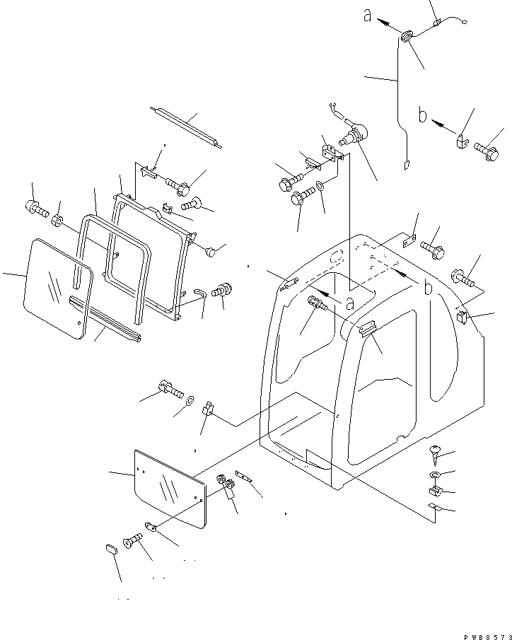 Komatsu parts book diagram for PC450LC-6 S/N 10001-UP: OPERATOR'S CAB (FRONT WINDOW) (FOR SEE THROUGH ROOF)(#12001-)