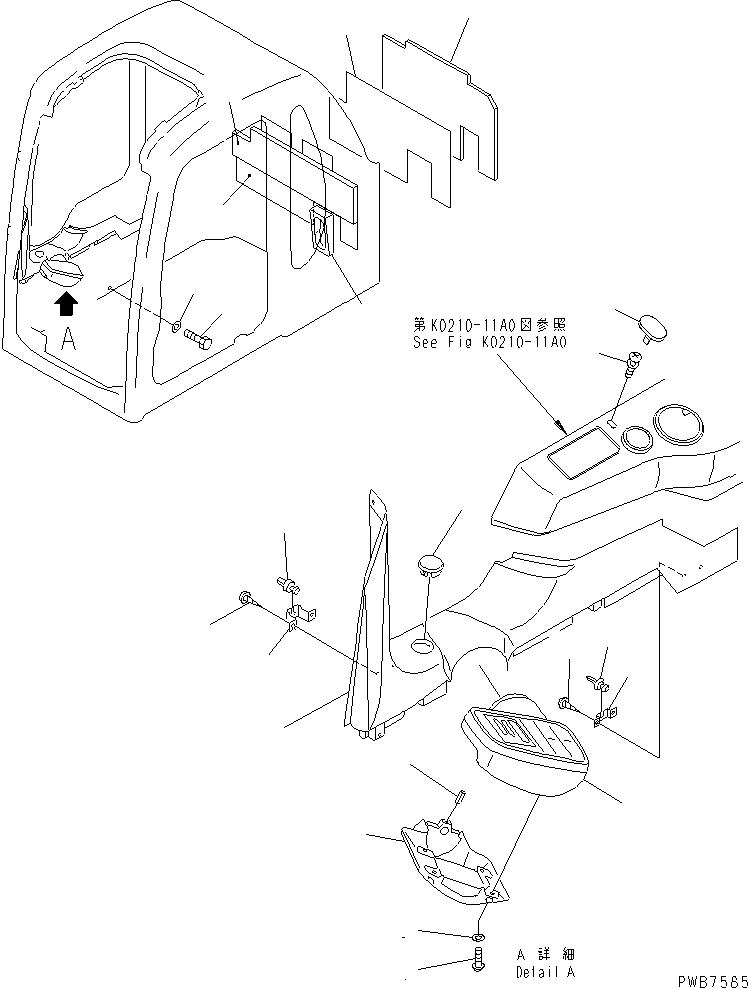 Komatsu parts book diagram for PC450LC-6 S/N 10001-UP: OPERATOR'S CAB (PANEL COVER AND MONITOR SYSTEM) (WITH AIR CONDITIONER)(#12001-)