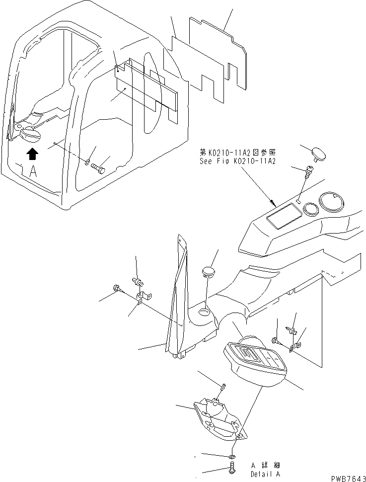 Komatsu parts book diagram for PC450LC-6 S/N 10001-UP: OPERATOR'S CAB (PANEL COVER AND MONITOR SYSTEM) (WITH HEATER)(#12001-)