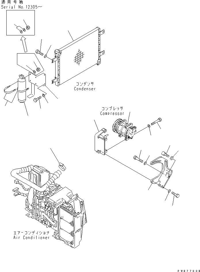 Komatsu parts book diagram for PC450LC-6 S/N 10001-UP: AIR CONDITIONER (UNIT)(#12001-)