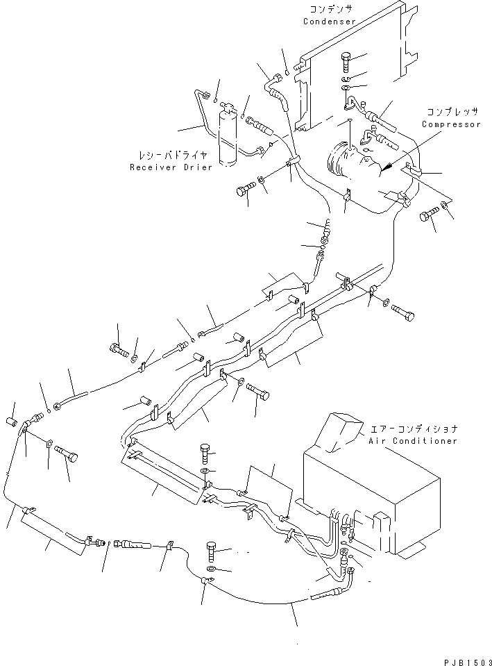 Komatsu parts book diagram for PC450LC-6 S/N 10001-UP: AIR CONDITIONER (COOLING LINES)(#10001-11999)