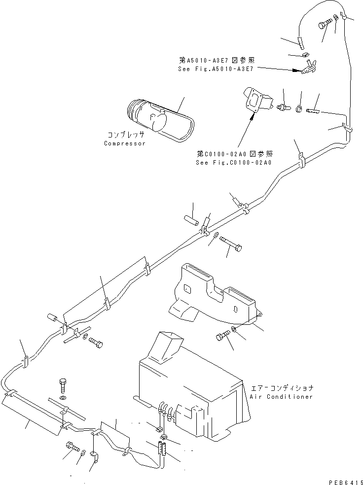 Komatsu parts book diagram for PC450LC-6 S/N 10001-UP: AIR CONDITIONER (HEATING LINES AND DUCT)(#10209-11999)