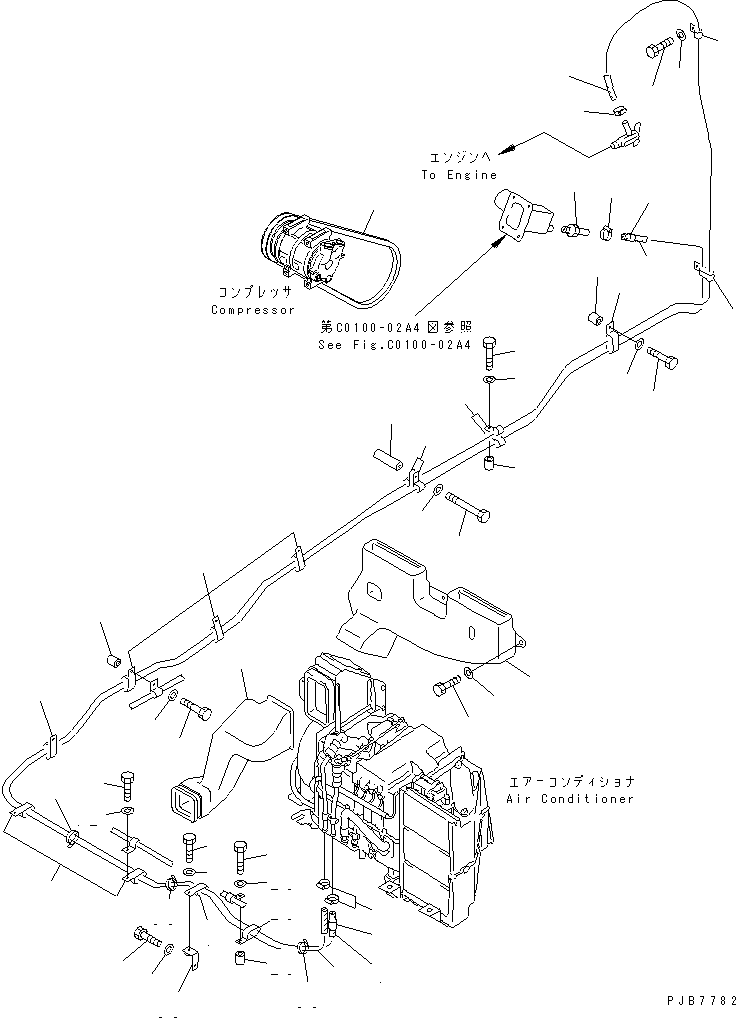 Komatsu parts book diagram for PC450LC-6 S/N 10001-UP: AIR CONDITIONER (HEATING LINES AND DUCT)(#12001-)