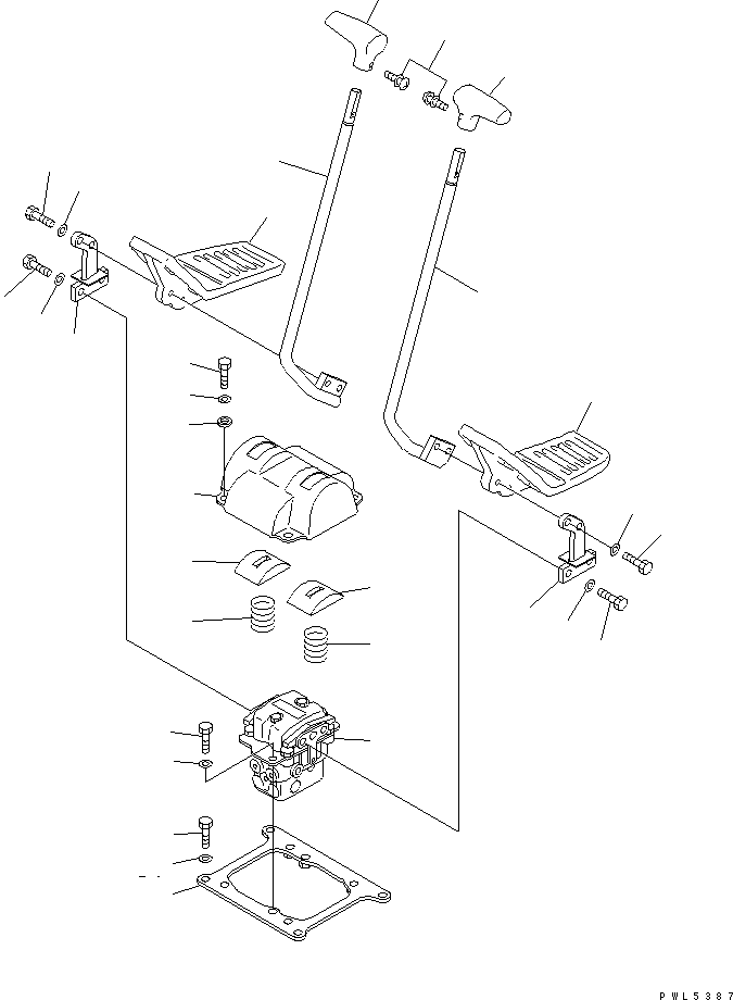 Komatsu parts book diagram for PC450LC-6 S/N 10001-UP: FLOOR FRAME (TRAVEL LEVER) (2 ACTUATOR)(#12595-12628)