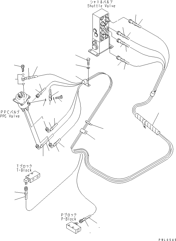 Komatsu parts book diagram for PC450LC-6 S/N 10001-UP: FLOOR FRAME (PPC WORK LINE) (HOSE)(#12104-)