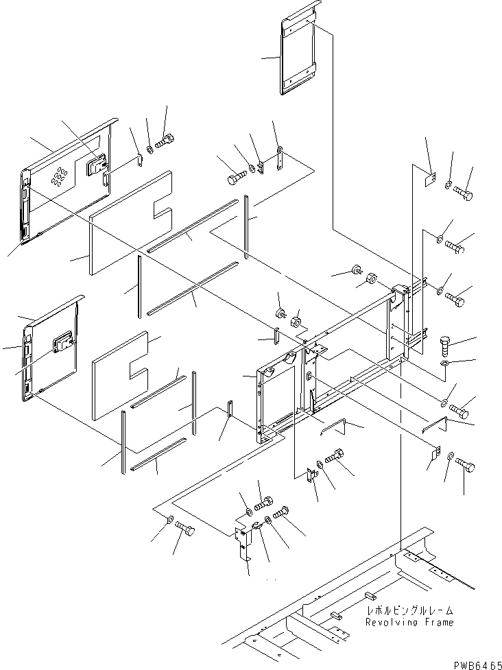 Komatsu parts book diagram for PC450LC-6 S/N 10001-UP: RIGHT SIDE DOOR (MACHINE CAB) (WITH HOLE)(#10001-11999)
