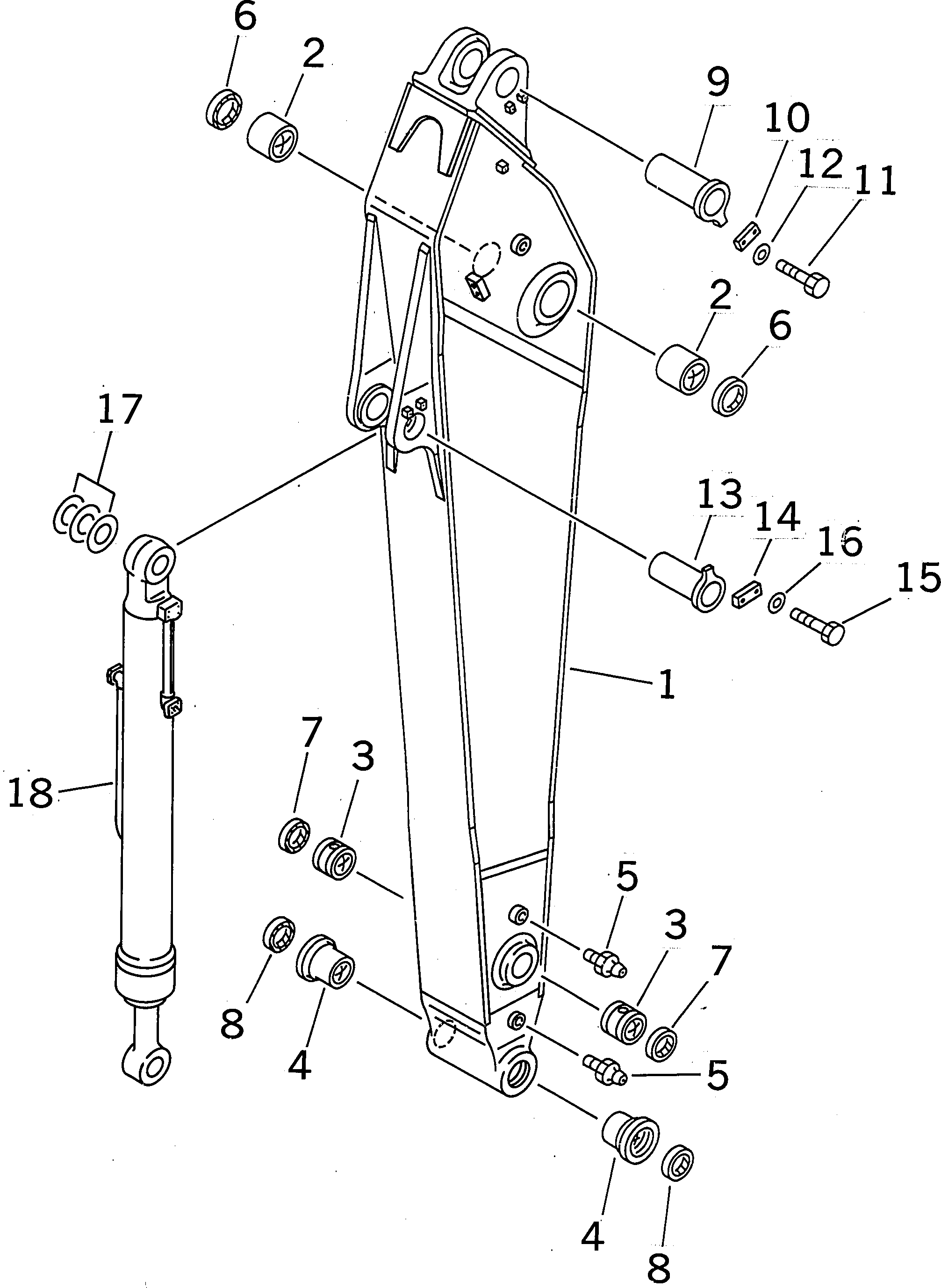 Komatsu parts book diagram for PC450LC-6 S/N 10001-UP: ARM (3.4M) (ARM AND BUCKET CYLINDER)