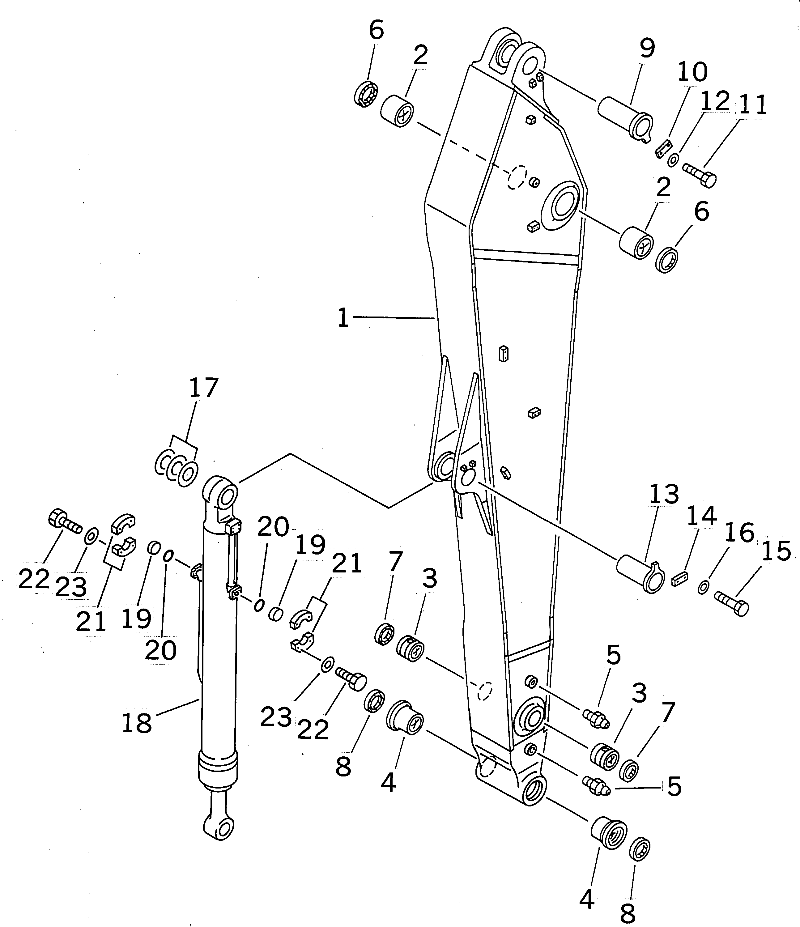 Komatsu parts book diagram for PC450LC-6 S/N 10001-UP: ARM (4.8M) (ARM AND BUCKET CYLINDER)(#12144-)