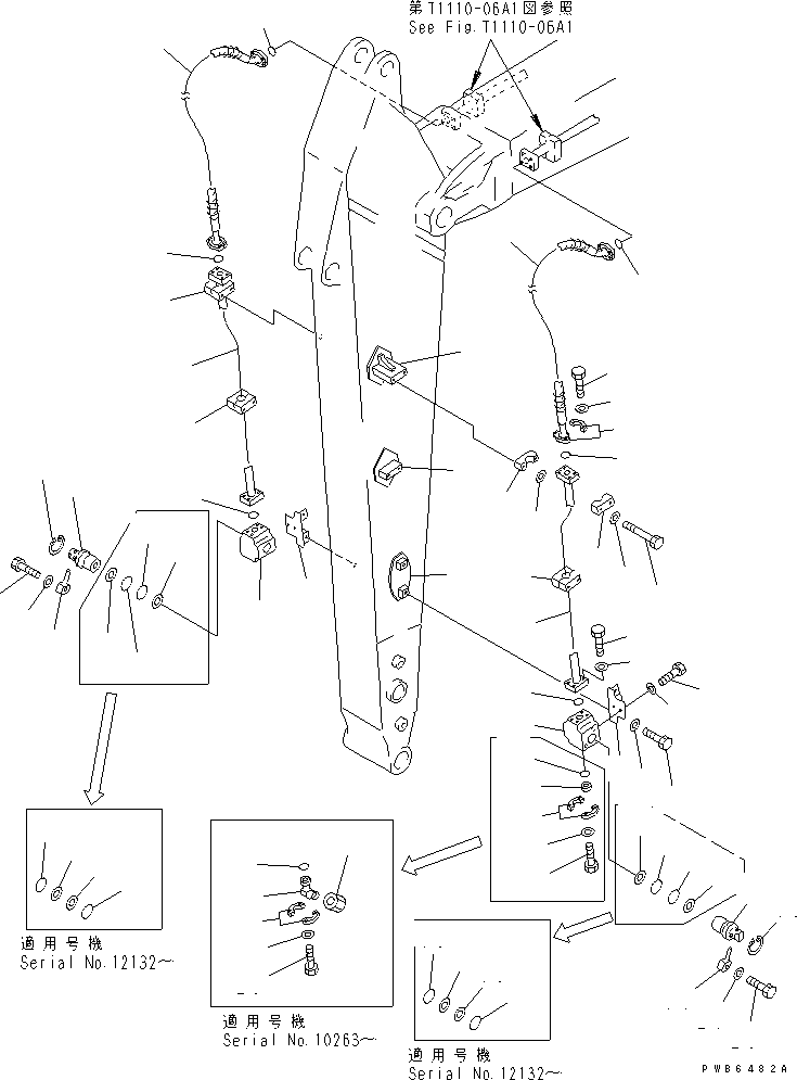 Komatsu parts book diagram for PC450LC-6 S/N 10001-UP: ARM (3.4M) (ADDITIONAL PIPING)