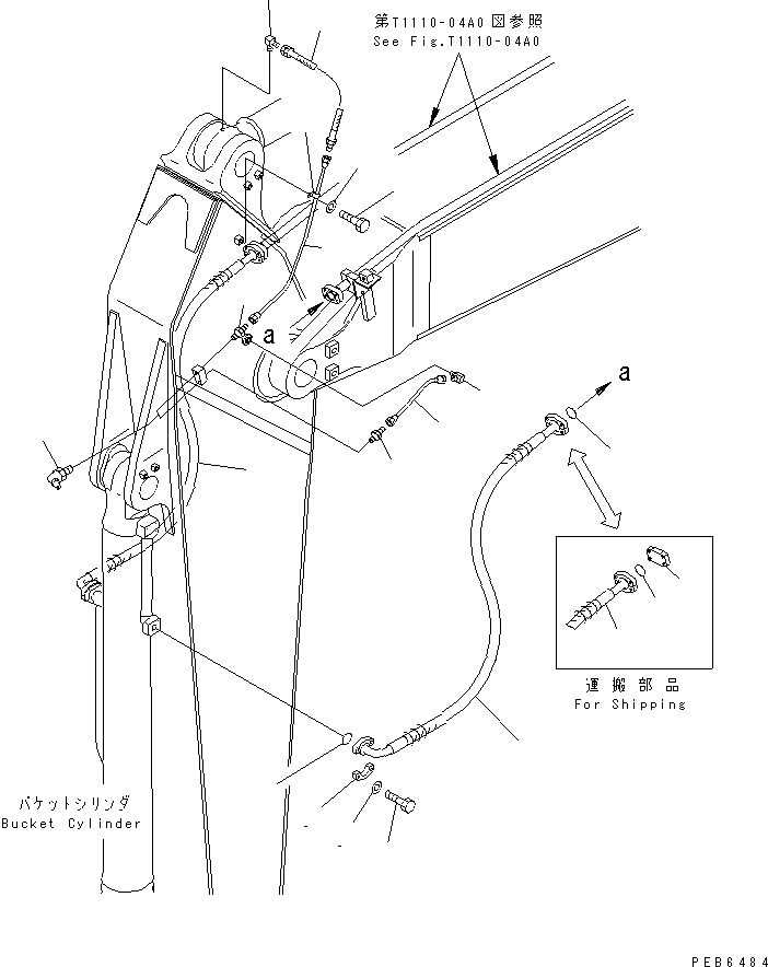 Komatsu parts book diagram for PC450LC-6 S/N 10001-UP: ARM (3.4M) (HEAVY DUTY) (BUCKET CYLINDER HOSE AND SPACER)