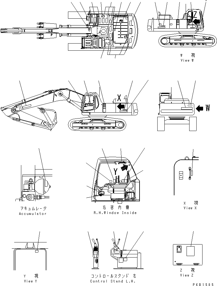 Komatsu parts book diagram for PC450LC-6 S/N 10001-UP: DECAL AND PLATE (JAPANESE)(#10001-12143)