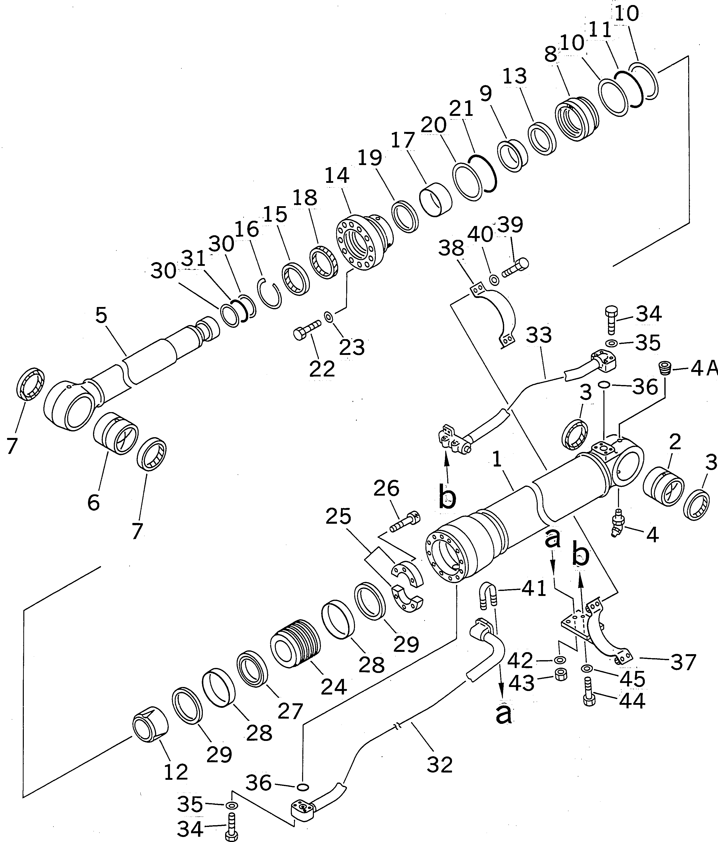 Komatsu parts book diagram for PC450LC-6 S/N 10001-UP: B00M CYLINDER(#10001-11999)