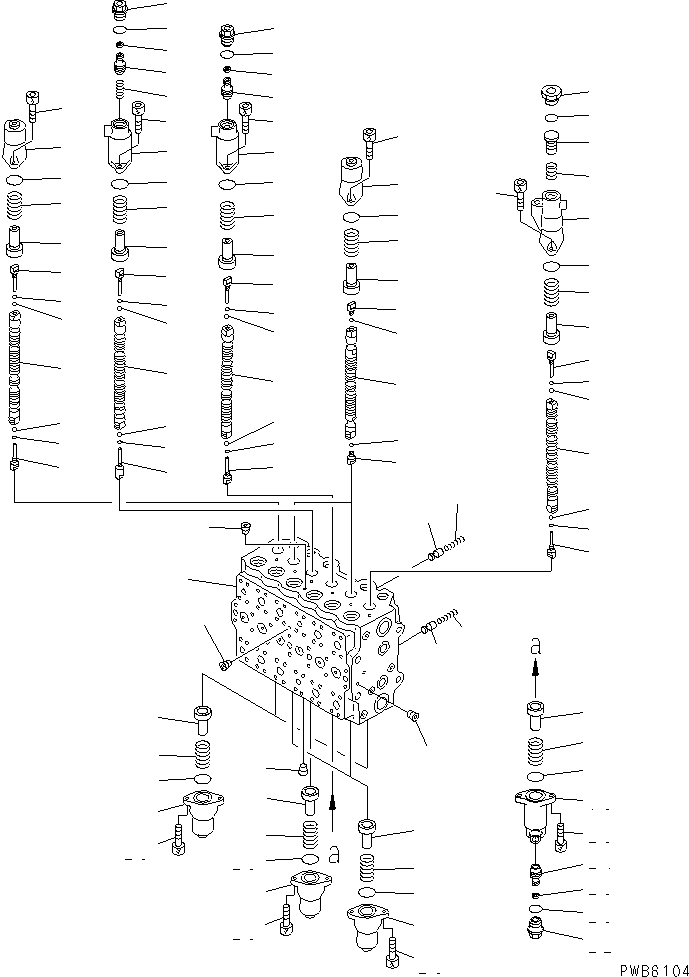 Komatsu parts book diagram for PC450LC-6 S/N 10001-UP: MAIN VALVE (1-ACTUATOR) (1/12)(#12001-)