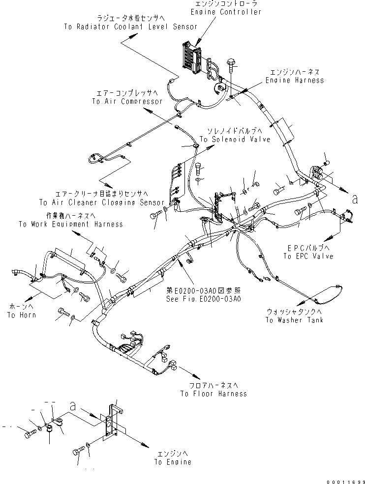 Excavators Komatsu / PC450LC-7-M1 S/N 20001-UP(pc450l1r) / WIRING (MAIN HARNESS) (CLIP) (1/2)(120060 : E0200-04A0)