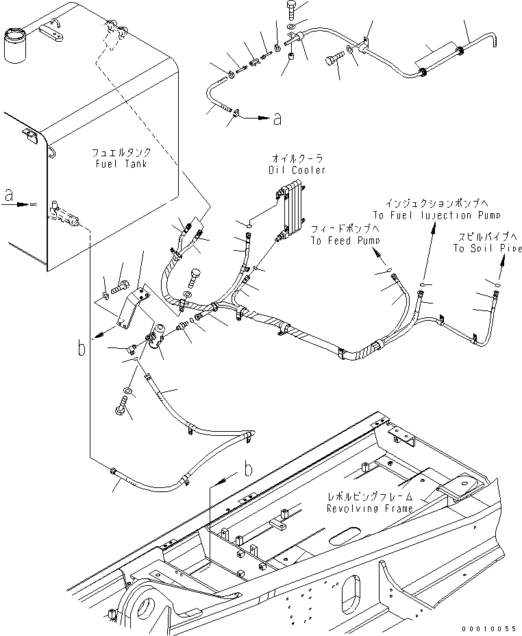 Komatsu parts book diagram for PC450LC-7K S/N K40001-UP: FUEL LINE (1/2)