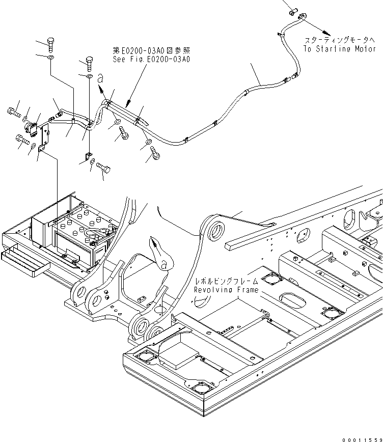 Komatsu parts book diagram for PC450LC-7K S/N K40001-UP: WIRING (STARTING HARNESS) (HARNESS AND CLIP)
