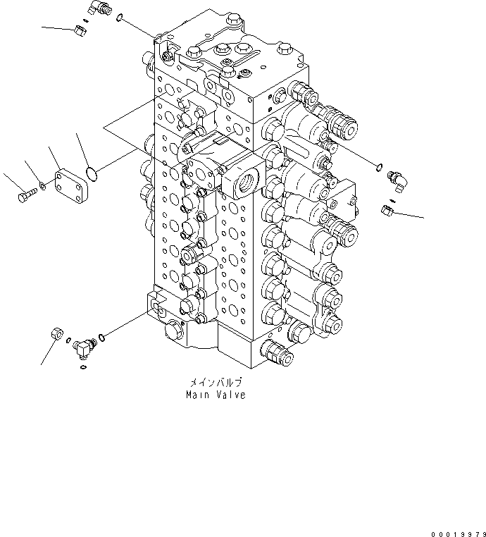 Komatsu parts book diagram for PC450LC-7K S/N K40001-UP: MAIN VALVE (BLIND PARTS)