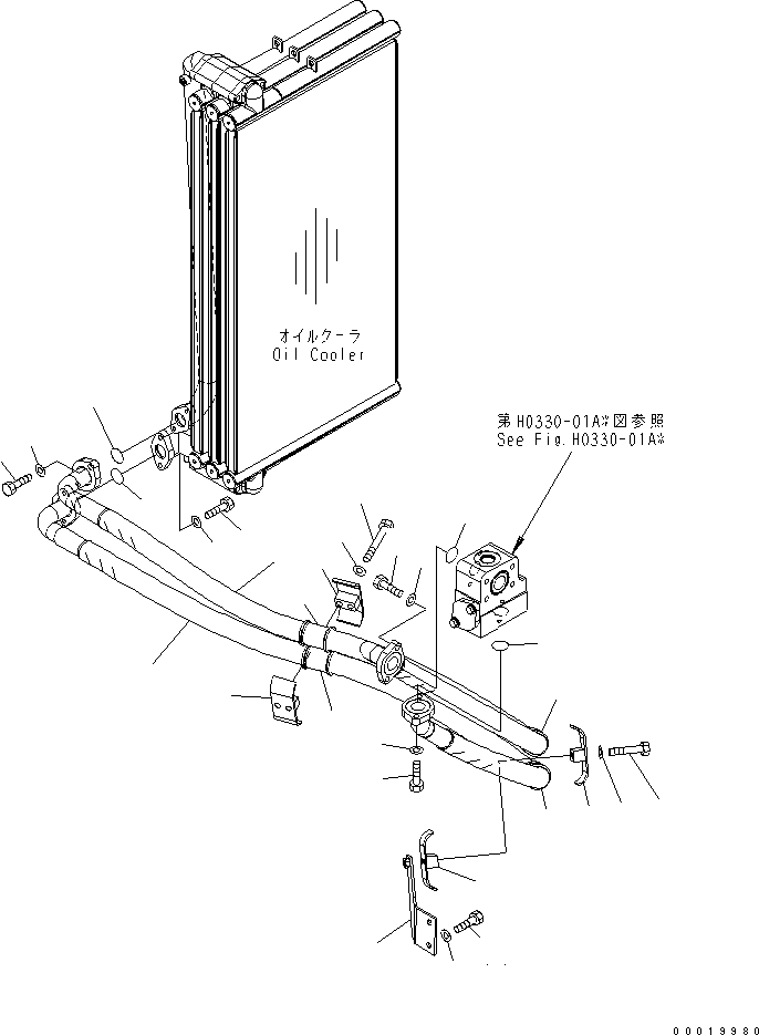 Komatsu parts book diagram for PC450LC-7K S/N K40001-UP: OIL COOLER LINE