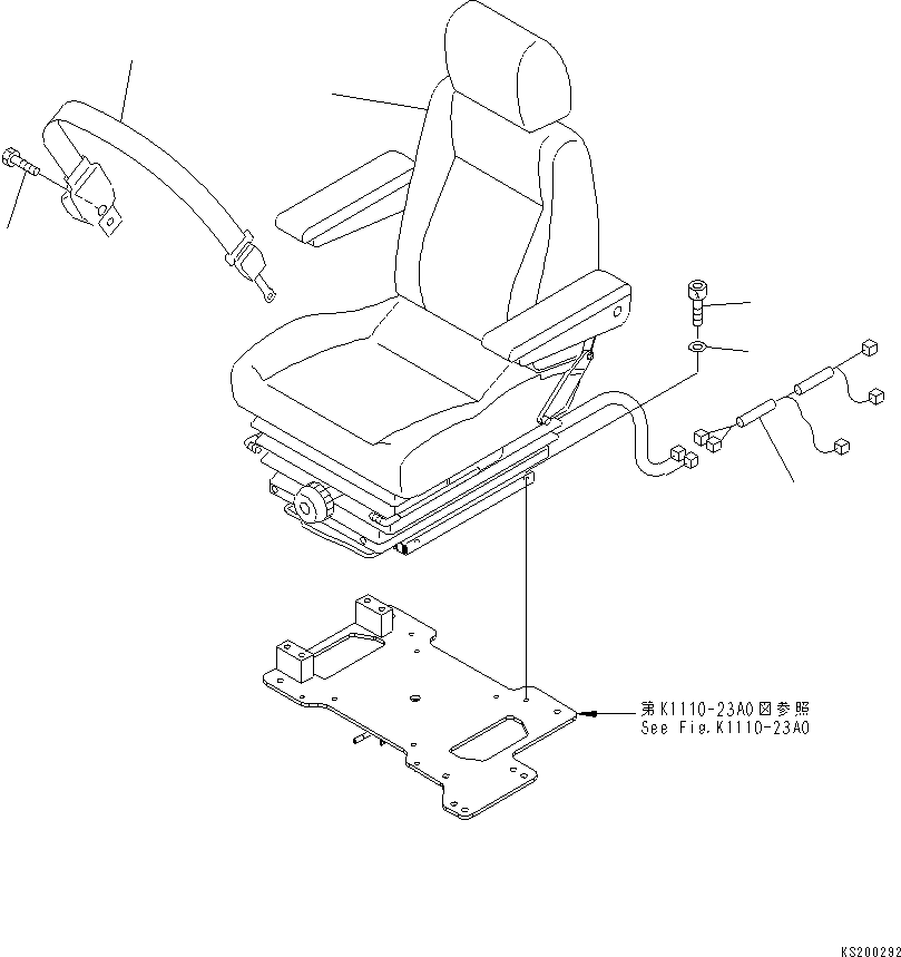 Komatsu parts book diagram for PC450LC-7K S/N K40001-UP: OPERATOR'S SEAT (HEATED SUSPENSION) (#K40153-UP)