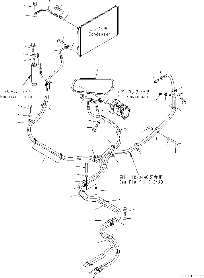 Komatsu parts book diagram for PC450LC-7K S/N K40001-UP: AIR CONDITIONER (PIPING)