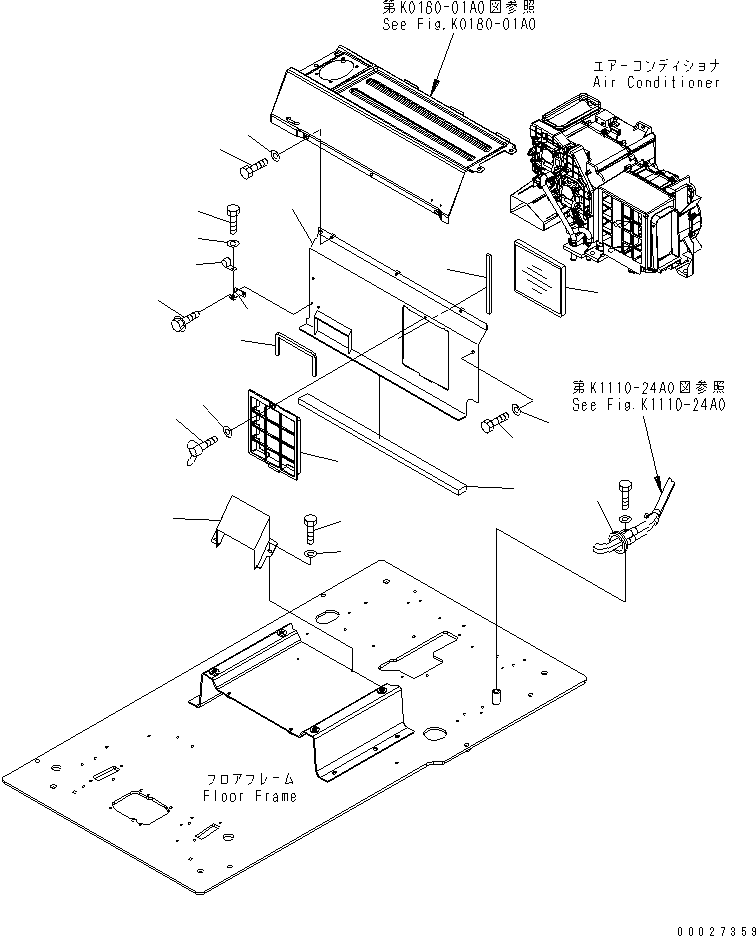 Komatsu parts book diagram for PC450LC-7K S/N K40001-UP: FLOOR FRAME (OPERATOR'S CAB) (PARTTION AND FOOT DUCT)