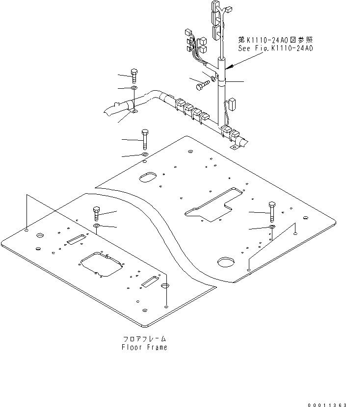 Komatsu parts book diagram for PC450LC-7K S/N K40001-UP: FLOOR FRAME (OPERATOR'S CAB) (CLAMP AND BOLT)