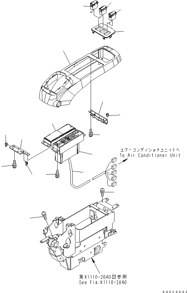 Komatsu parts book diagram for PC450LC-7K S/N K40001-UP: FLOOR FRAME (OPERATOR'S CAB) (CONSOLE) (UPPER) (WITH AIR CONDITIONER AND RADIO) (L.H.)