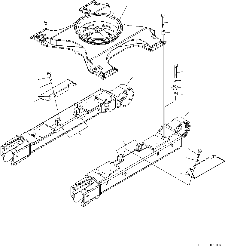 Komatsu parts book diagram for PC450LC-7K S/N K40001-UP: TRACK FRAME (CENTER FRAME AND TRACK FRAME) (PC450LC)