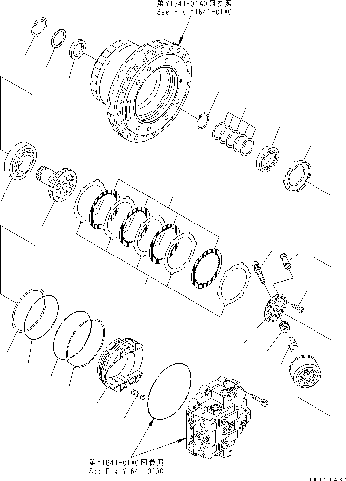 Komatsu parts book diagram for PC450LC-7K S/N K40001-UP: TRAVEL MOTOR (2/3)