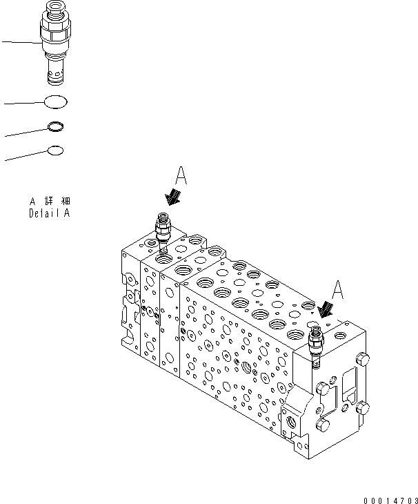Komatsu parts book diagram for PC450LC-7K S/N K40001-UP: MAIN VALVE (2-ACTUATOR) (9/22)