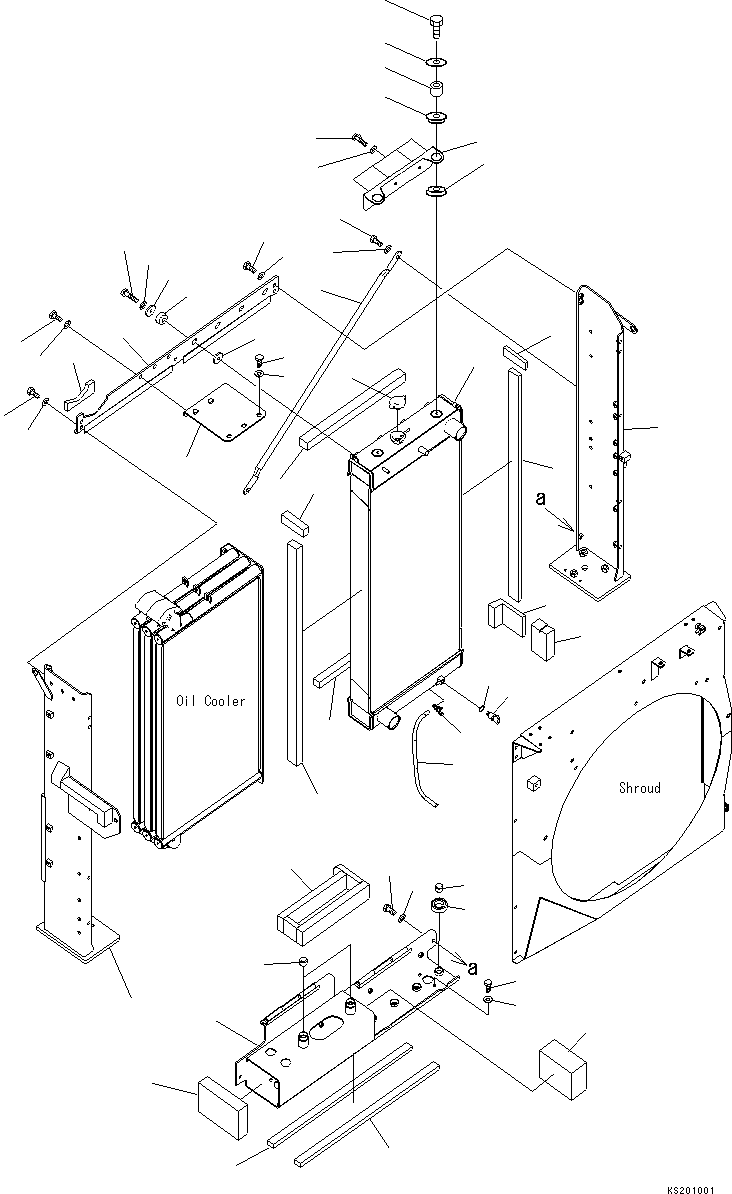 Komatsu parts book diagram for PC450LCHD-8 S/N K50001-UP: COOLING (RADIATOR AND FRAME) (#K50350-)
