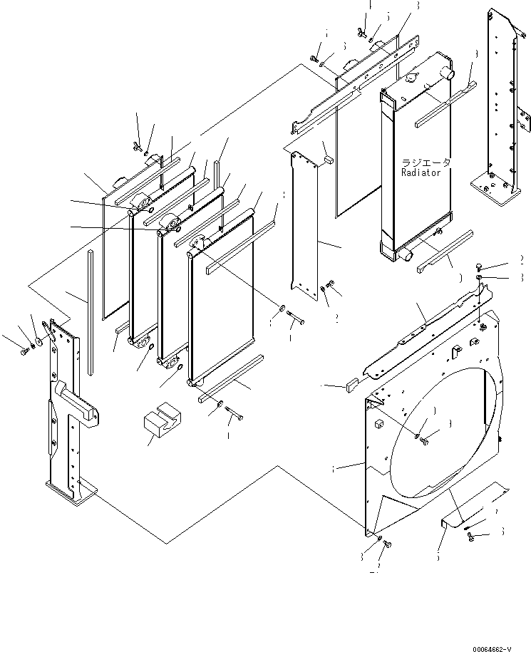 Komatsu parts book diagram for PC450LCHD-8 S/N K50001-UP: COOLING (OIL COOLER AND SHROUD) (#K50350-)