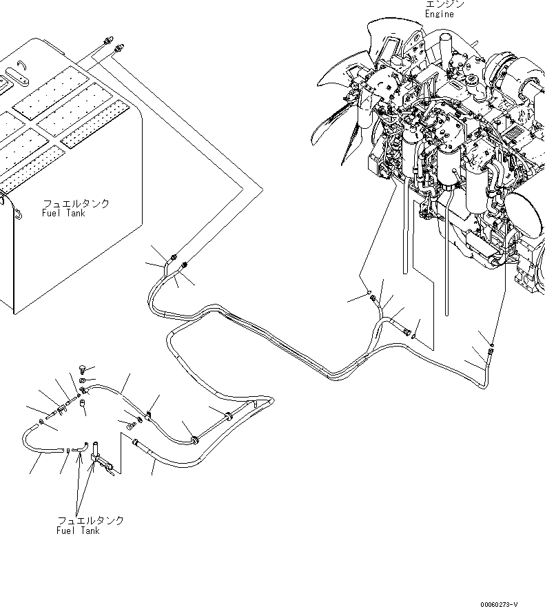 Komatsu parts book diagram for PC450LCHD-8 S/N K50001-UP: FUEL LINES (1/2)