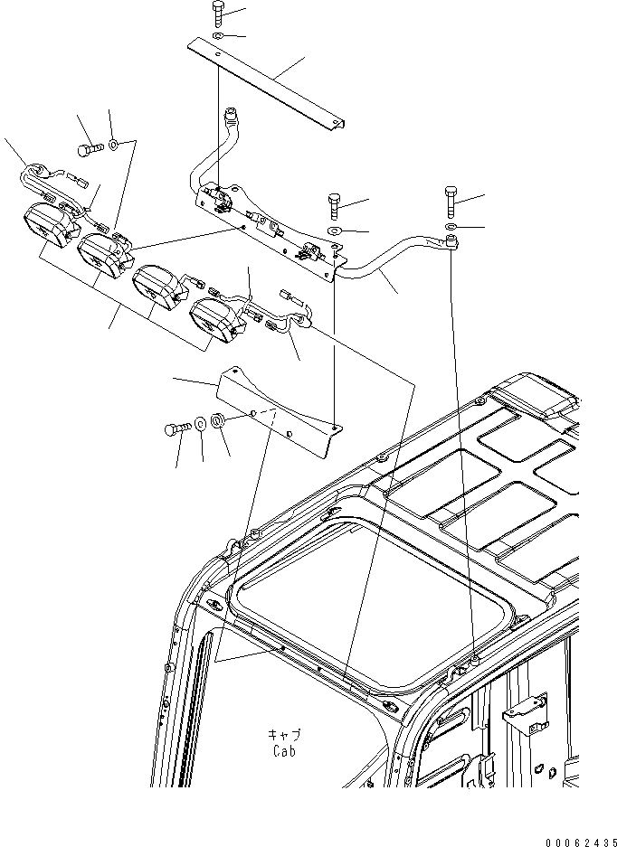 Komatsu parts book diagram for PC450LCHD-8 S/N K50001-UP: ADDITIONAL WORK LAMP (FOR CAB UPPER) (4-LAMPS TYPE)