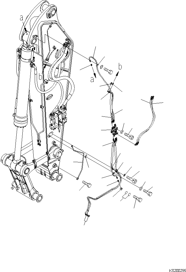 Komatsu parts book diagram for PC450LCHD-8 S/N K50001-UP: ARM AUTO GREASE PARTS (2.4M ARM) (#K50350-)