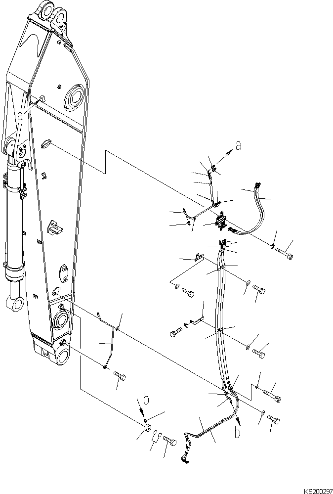 Komatsu parts book diagram for PC450LCHD-8 S/N K50001-UP: ARM AUTO GREASE PARTS (3.4M ARM) (#K50350-)