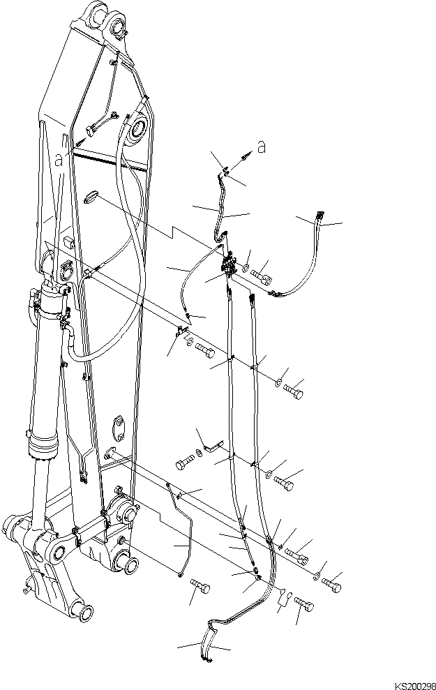 Komatsu parts book diagram for PC450LCHD-8 S/N K50001-UP: ARM AUTO GREASE PARTS (4.0M ARM) (#K50350-)