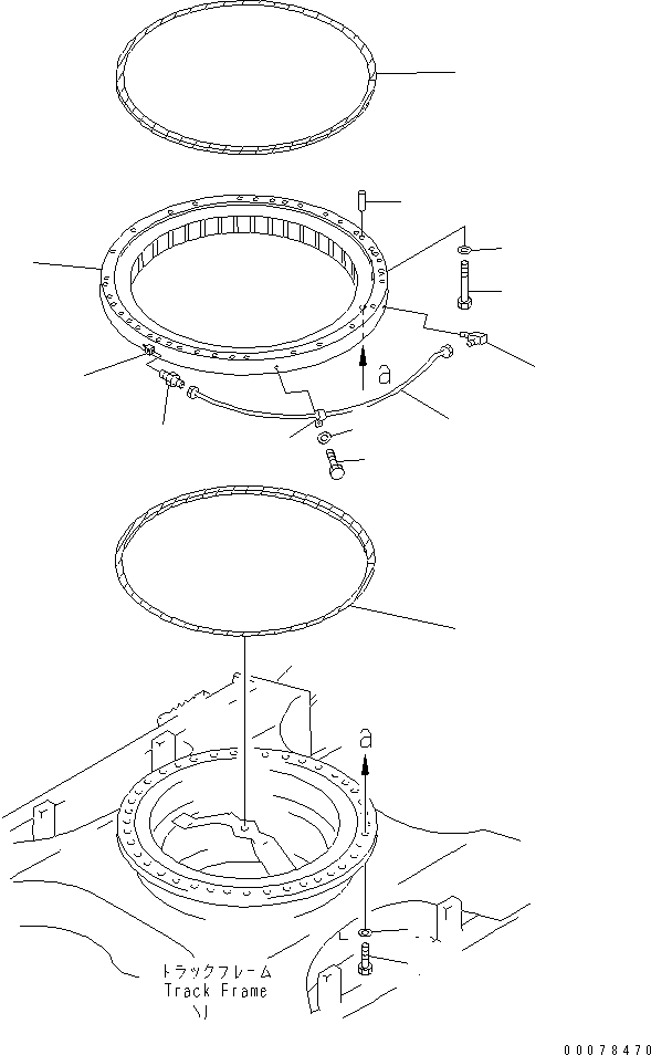 Komatsu parts book diagram for PC450LCHD-8 S/N K50001-UP: SWING CIRCLE (AUTO GREASE) (#K50350-)