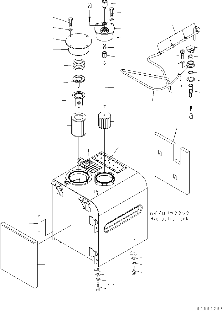 Komatsu parts book diagram for PC450LCHD-8 S/N K50001-UP: HYDRAULIC TANK (WITH BURST VALVE) (QUICK COUPLER) (2/2)