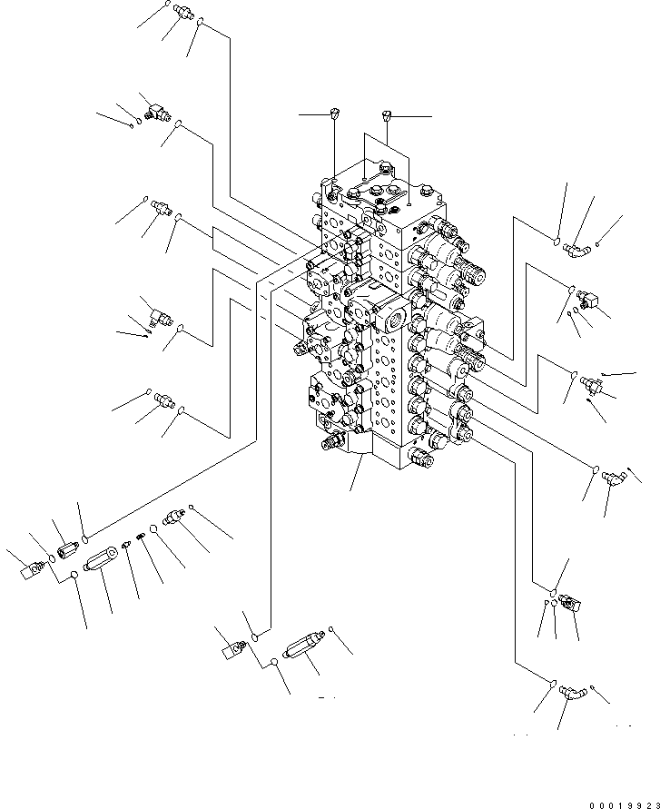 Komatsu parts book diagram for PC450LCHD-8 S/N K50001-UP: MAIN VALVE (CONNECTING PARTS) (1/2) (2 ACTUATOR) (#K50001-K50015)