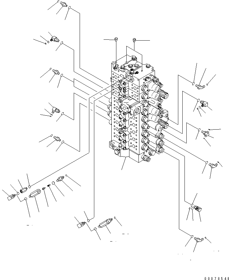 Komatsu parts book diagram for PC450LCHD-8 S/N K50001-UP: MAIN VALVE (CONNECTING PARTS) (1/2) (2 ACTUATOR) (#K50016-)