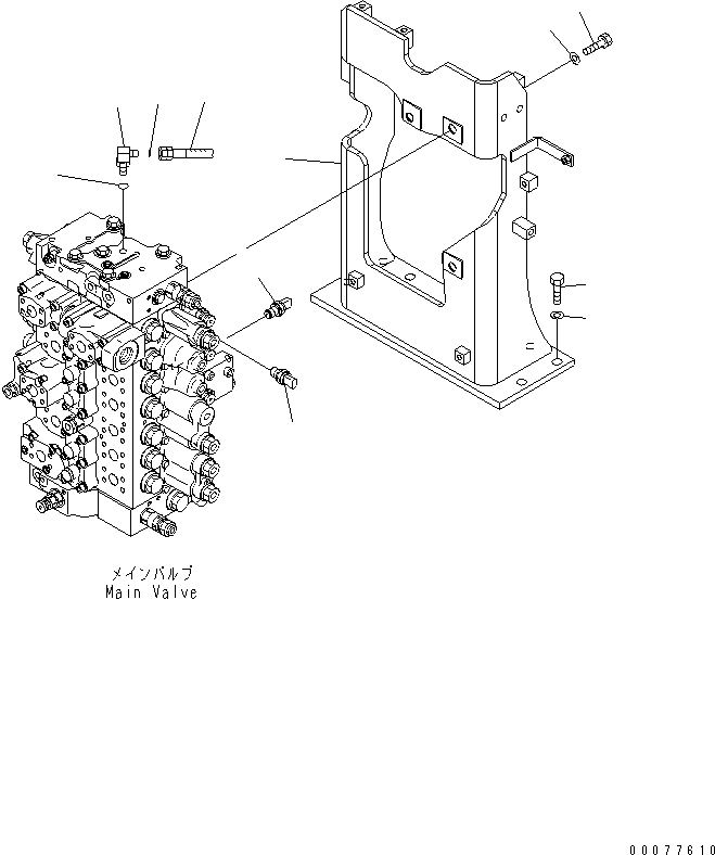 Komatsu parts book diagram for PC450LCHD-8 S/N K50001-UP: MAIN VALVE (VALVE BRACKET) (1 ACTUATOR) (BLIND PARTS)