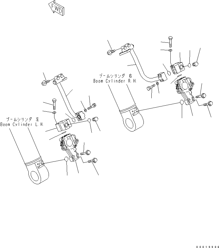 Komatsu parts book diagram for PC450LCHD-8 S/N K50001-UP: BURST VALVE LINE (BOOM BURST VALVE)