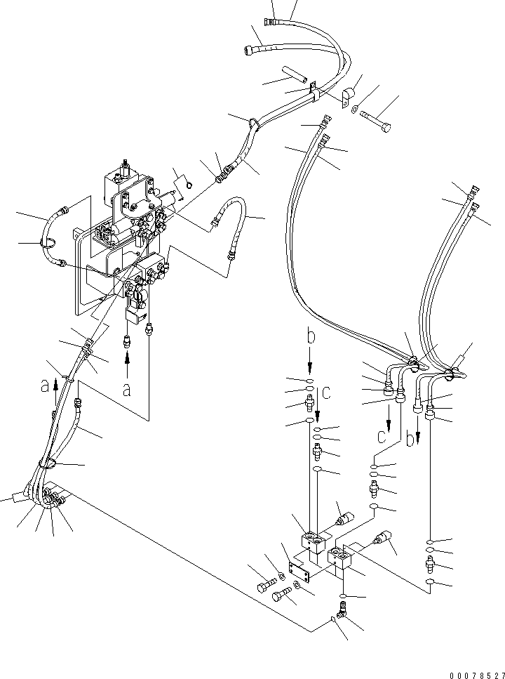 Komatsu parts book diagram for PC450LCHD-8 S/N K50001-UP: QUICK COUPLER LINES (PPC PIPING) (2 ACTUATOR) (#K50001-K50015)