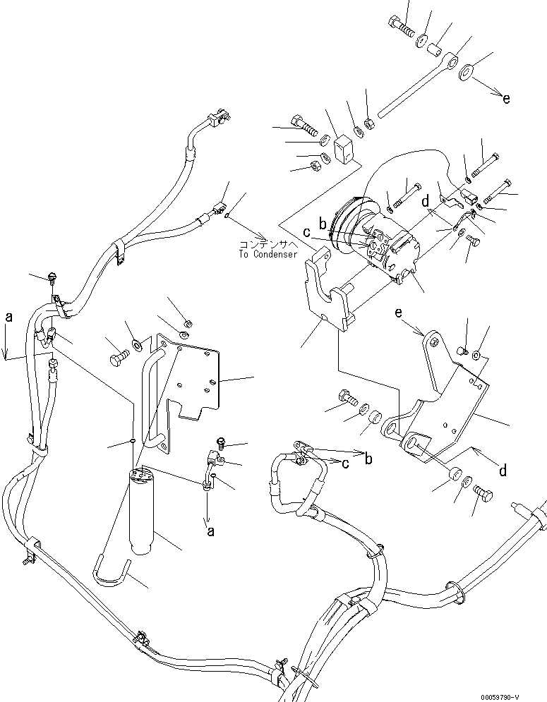Komatsu parts book diagram for PC450LCHD-8 S/N K50001-UP: AIR CONDITIONER (COMPRESSOR)