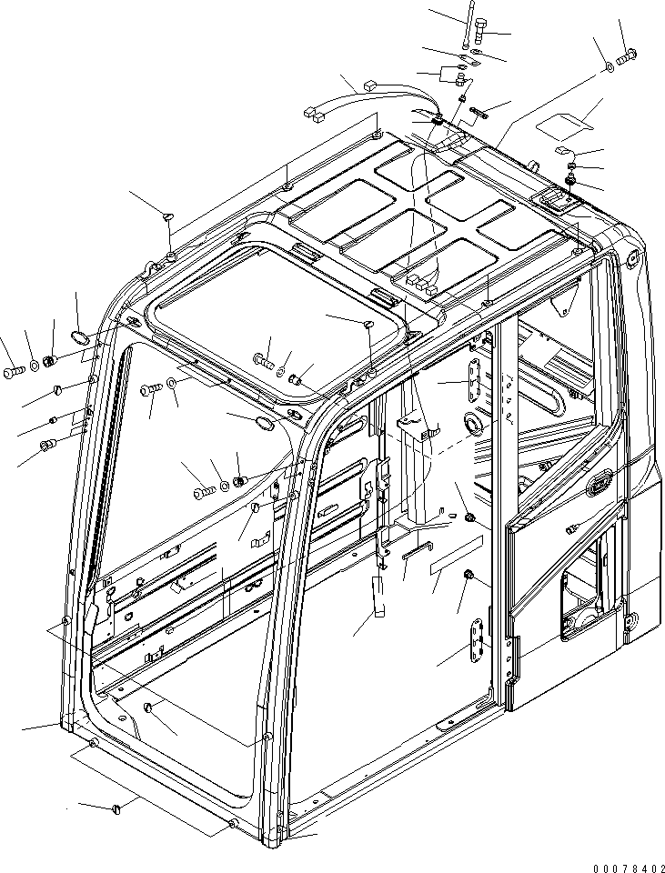 Komatsu parts book diagram for PC450LCHD-8 S/N K50001-UP: OPERATORґS CAB (KOMTRAX FILM ANTENNA AND GALEO PLATE) (ORBCOM TYPE) (DEMOLITION SPEC.) (#K50189-)